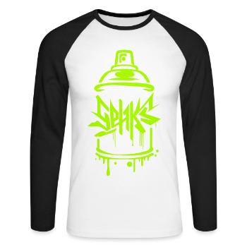 Bouteille verte Sehks - T-shirt baseball manches longues Homme - blanc/noir - Devant - Nik (191cm)