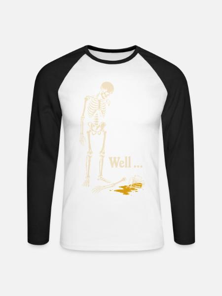 Halloween Bier Skelett - Lustiger Grusel - Unisex Baseballshirt langarm - Weiß/Schwarz