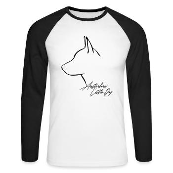 AUSTRALIAN CATTLE DOG Profile Wilsigns - Unisex Long Sleeve Baseball T-Shirt - white/black - Front - Nik (191cm)