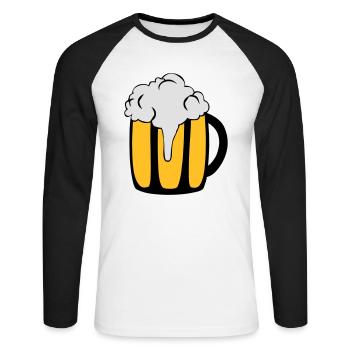 Bierglas - Unisex Baseballshirt langarm - Weiß/Schwarz - Vorne - Nik (191cm)