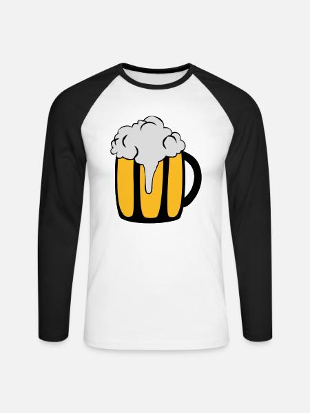Bierglas - Unisex Baseballshirt langarm - Weiß/Schwarz
