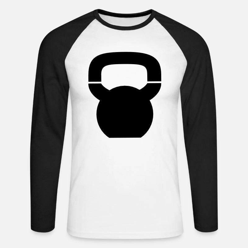 Kettlebell - Unisex Baseballshirt langarm - Weiß/Schwarz