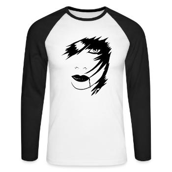 Les cheveux de sang Gothic Girl - T-shirt baseball manches longues Homme - blanc/noir - Devant - Nik (191cm)