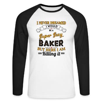 baking baker's craft is dear confectioner funny - Unisex Long Sleeve Baseball T-Shirt - white/black - Front - Nik (191cm)
