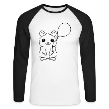 Hamster Luftballon Geschenkidee Comic - Unisex Baseballshirt langarm - Weiß/Schwarz - Vorne - Nik (191cm)