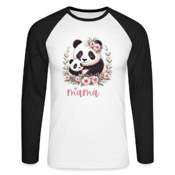 Panda Lover I Maman Panda Et Cub Fête Des Mères - T-shirt baseball manches longues Homme - blanc/noir - Devant - Nik (191cm)