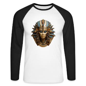 Tefnout, déesse de l’œil et de l’humidité - T-shirt baseball manches longues Homme - blanc/noir - Devant - Nik (191cm)