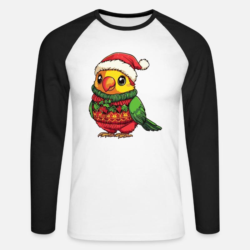 Parrot Christmas Comic - Unisex Long Sleeve Baseball T-Shirt - white/black