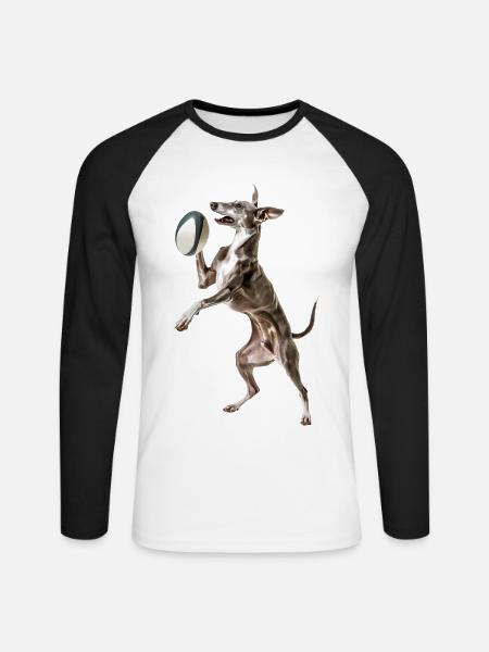 Italienischer Windspielhund - Unisex Baseballshirt langarm - Weiß/Schwarz