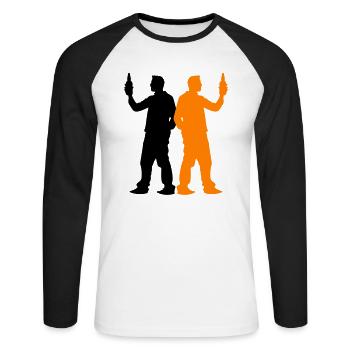 Bachelor Party Crew Group - Unisex Long Sleeve Baseball T-Shirt - white/black - Front - Nik (191cm)