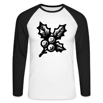 Weihnachts-Stechpalme - Unisex Baseballshirt langarm - Weiß/Schwarz - Vorne - Nik (191cm)