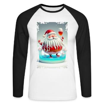 Gelee-Weihnachtsmann - Unisex Baseballshirt langarm - Weiß/Schwarz - Vorne - Nik (191cm)