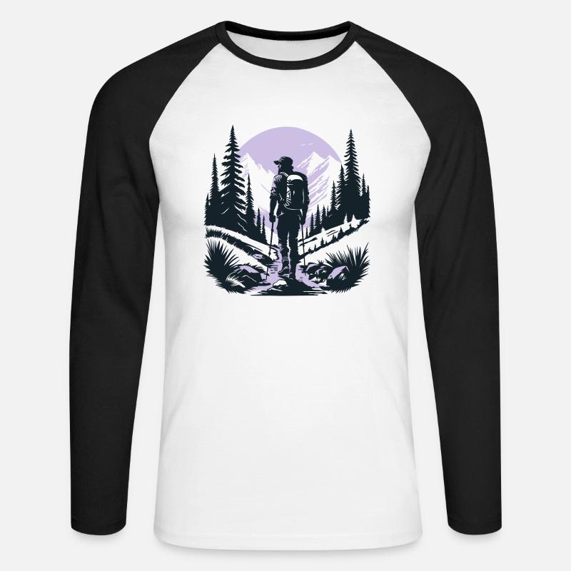 Hike with me - Unisex Baseballshirt langarm - Weiß/Schwarz