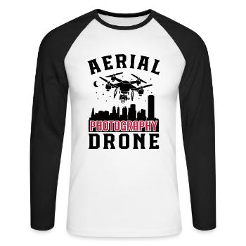 Aerial Photography Drone - Unisex Long Sleeve Baseball T-Shirt - white/black - Front - Nik (191cm)
