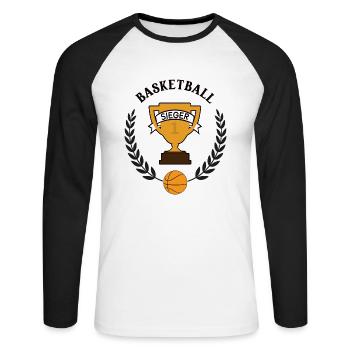 Basketball Sieger Basketballer Gewinner Platz 1 - Unisex Baseballshirt langarm - Weiß/Schwarz - Vorne - Nik (191cm)