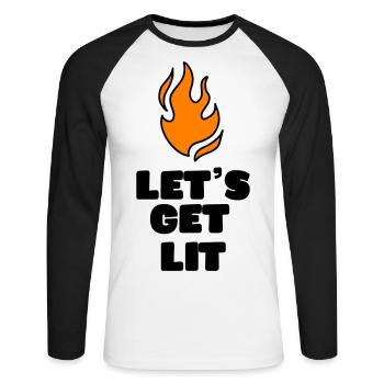 FEU DE FEU PLUS LÉGER FEU DE CAMP TERRAIN DE CAMPING MOTIFS DE CAMP - T-shirt baseball manches longues Homme - blanc/noir - Devant - Nik (191cm)