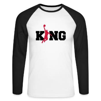 Sport - gift - slam ball basketball King- - Unisex Long Sleeve Baseball T-Shirt - white/black - Front - Nik (191cm)