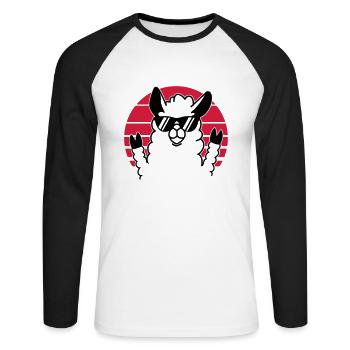Lama cool lunettes de soleil - Alpaca – Lama drôle - T-shirt baseball manches longues Homme - blanc/noir - Devant - Nik (191cm)