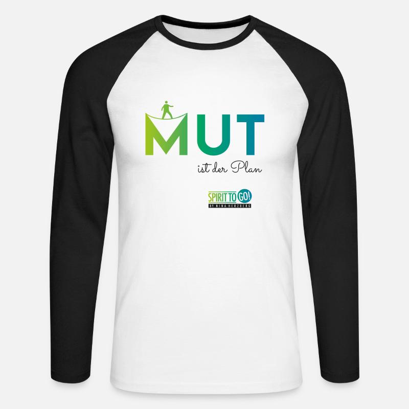 Mut ist der Plan - Unisex Baseballshirt langarm - Weiß/Schwarz