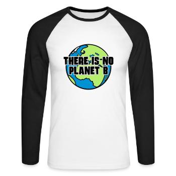 There is no Planet B - Unisex Baseballshirt langarm - Weiß/Schwarz - Vorne - Nik (191cm)