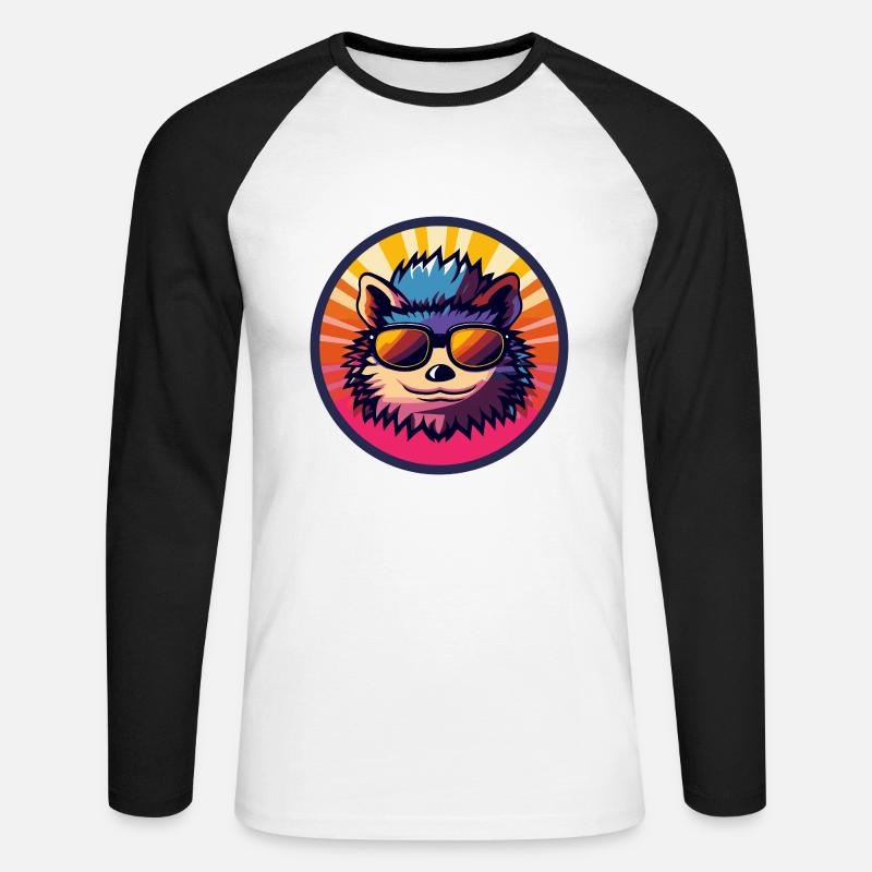Igel Comic Cool Sommer - Unisex Baseballshirt langarm - Weiß/Schwarz