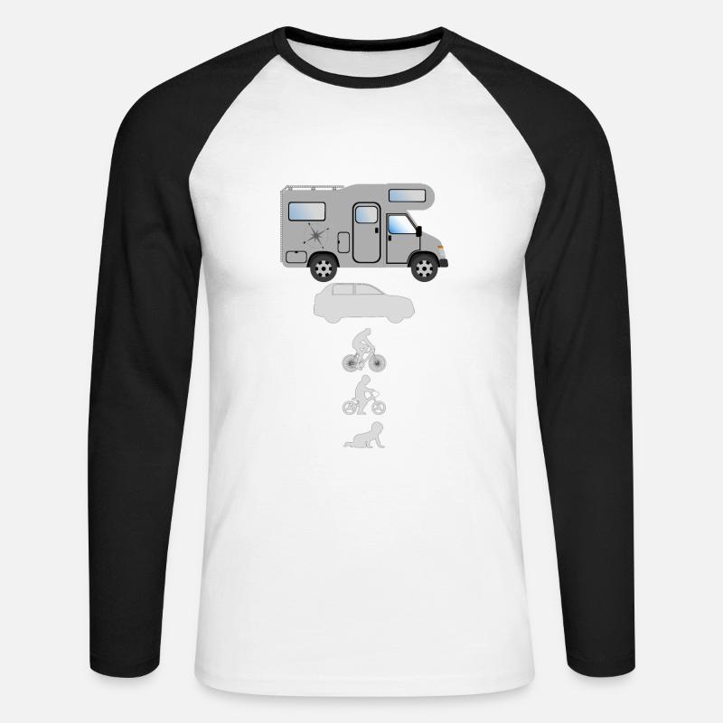 Evolution Camper - Unisex Baseballshirt langarm - Weiß/Schwarz
