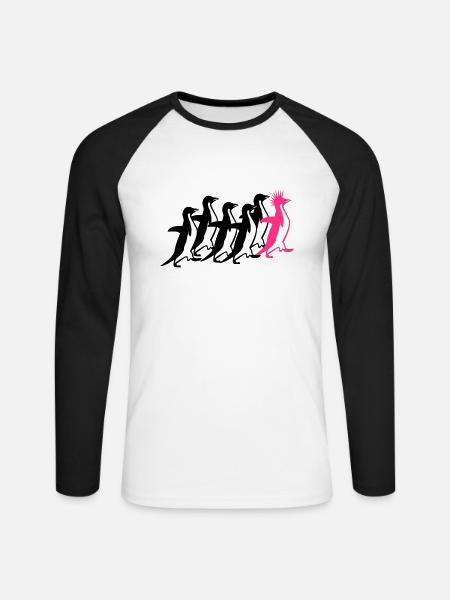 Penguins Pack - Unisex Long Sleeve Baseball T-Shirt - white/black