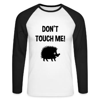 Don't touch me (Igel) - Unisex Baseballshirt langarm - Weiß/Schwarz - Vorne - Nik (191cm)