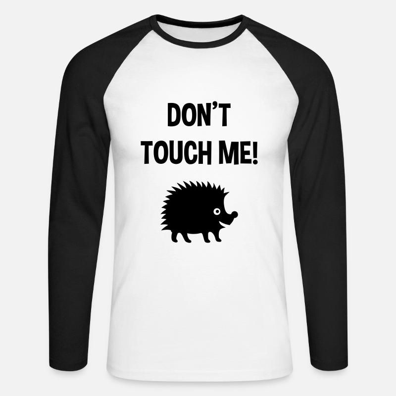 Don't touch me (Igel) - Unisex Baseballshirt langarm - Weiß/Schwarz