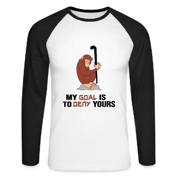 Hockey sur gazon Hockey « légende du hockey fort des singes » - T-shirt baseball manches longues Homme - blanc/noir - Devant - Nik (191cm)