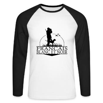 FRANCAIS BLANC ET NOIR Chiens de chasse Hunter Wilsigns - T-shirt baseball manches longues Homme - blanc/noir - Devant - Nik (191cm)