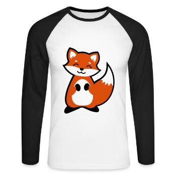 Enfant animal mignon renard - T-shirt baseball manches longues Homme - blanc/noir - Devant - Nik (191cm)