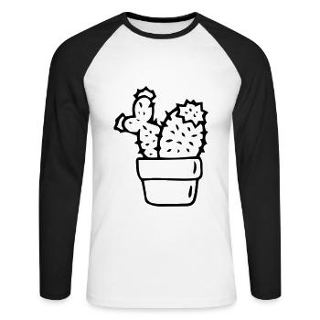 Cactus Cacti Gift Idea - Unisex Long Sleeve Baseball T-Shirt - white/black - Front - Nik (191cm)
