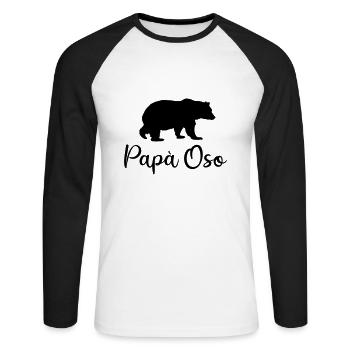 Daddy Father Bear Birthday Gift Funny Spain - Unisex Long Sleeve Baseball T-Shirt - white/black - Front - Nik (191cm)