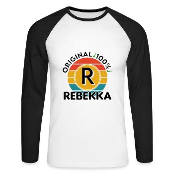 Rebekka - Unisex Baseballshirt langarm - Weiß/Schwarz - Vorne - Nik (191cm)