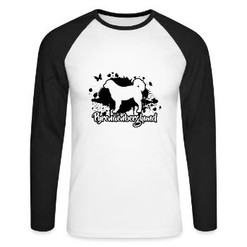 Pyrenäenberghund Hunde Hunderasse Wilsigns - Unisex Baseballshirt langarm - Weiß/Schwarz - Vorne - Nik (191cm)