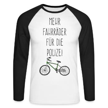 Fährräder für Polizei - Unisex Baseballshirt langarm - Weiß/Schwarz - Vorne - Nik (191cm)