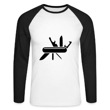 Pocket knife - Unisex Long Sleeve Baseball T-Shirt - white/black - Front - Nik (191cm)