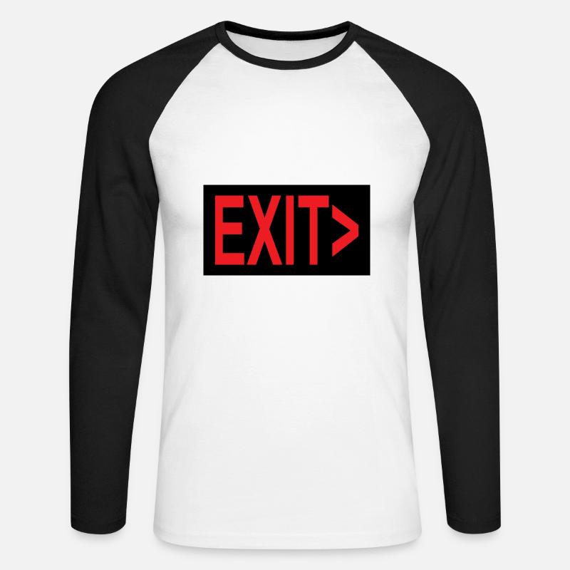 Exit / Exit / Emergency Exit - Unisex Long Sleeve Baseball T-Shirt - white/black