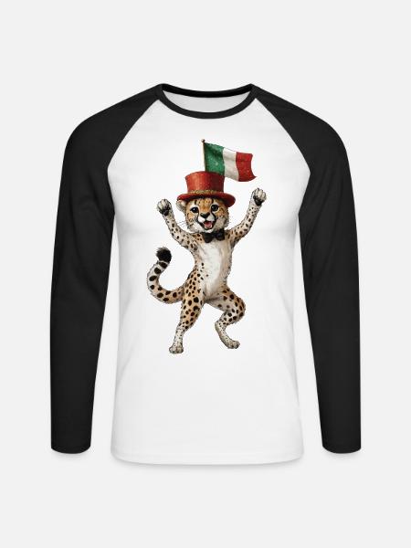 Gepard - Unisex Baseballshirt langarm - Weiß/Schwarz