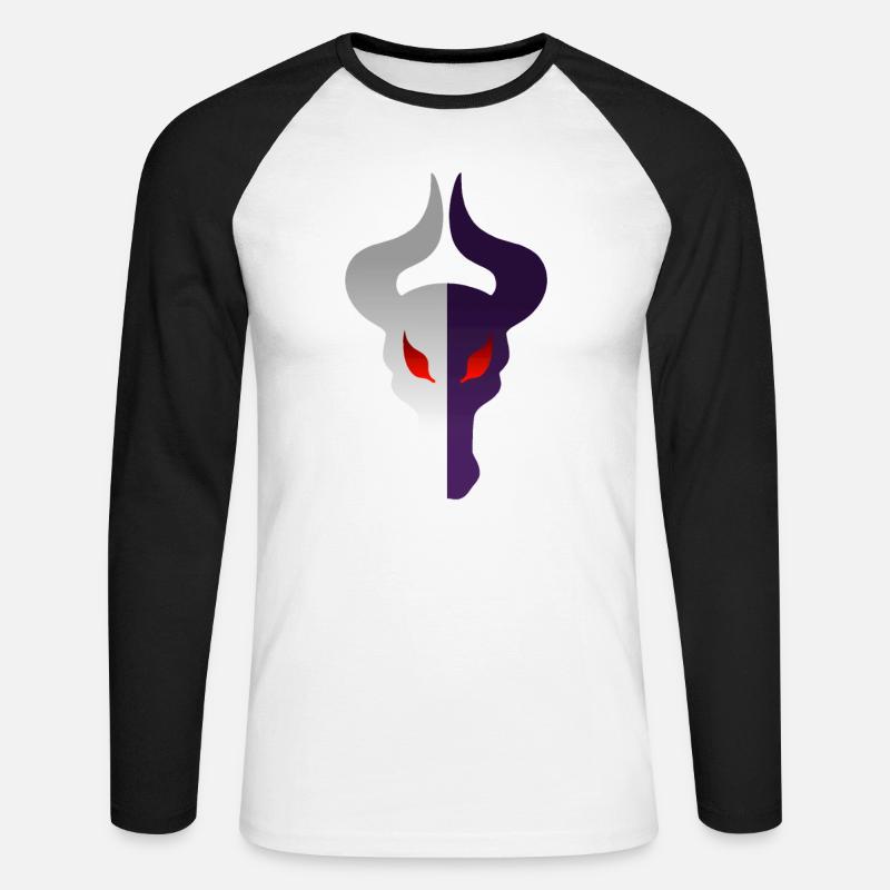 Doppelseitiger Drachenkopf - Unisex Baseballshirt langarm - Weiß/Schwarz