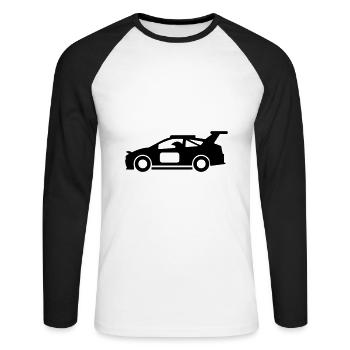 Auto Rennfahrer - Unisex Baseballshirt langarm - Weiß/Schwarz - Vorne - Nik (191cm)