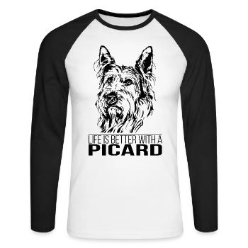 PICARD life is better Hundespruch Hunde Wilsigns - Unisex Long Sleeve Baseball T-Shirt - white/black - Front - Nik (191cm)
