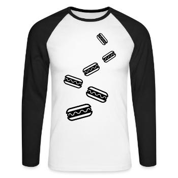 Burrito Icon - Unisex Baseballshirt langarm - Weiß/Schwarz - Vorne - Nik (191cm)
