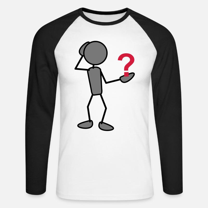 greyman_with_issues_at_hand_3c - Unisex Long Sleeve Baseball T-Shirt - white/black
