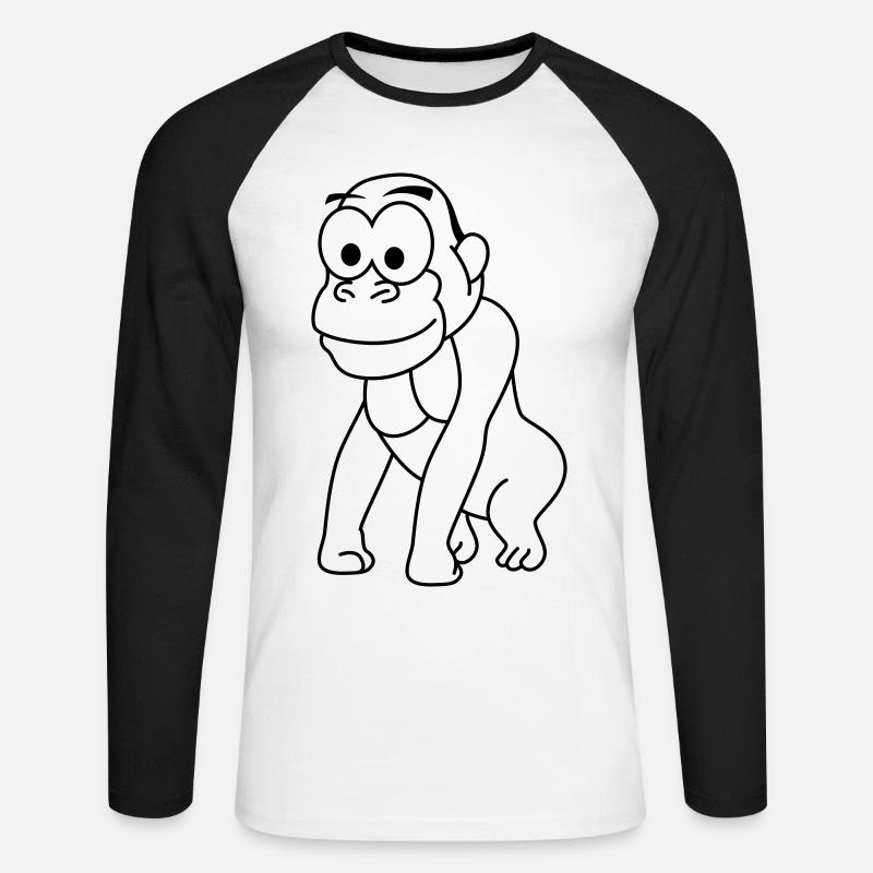 Gorilla Comic - Unisex Baseballshirt langarm - Weiß/Schwarz