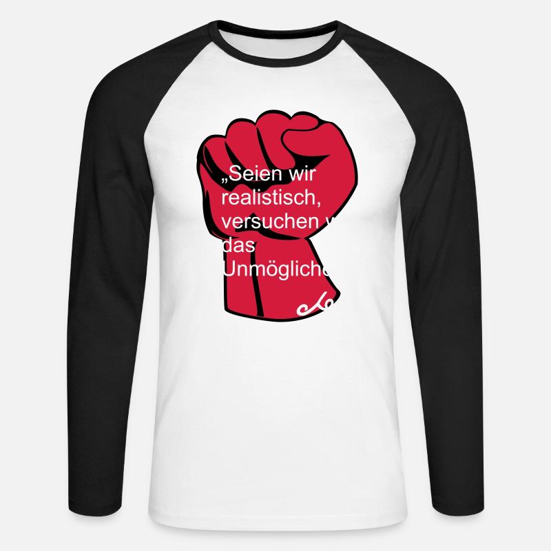 "Seien wir realistisch, Che Ernesto Guevara - Unisex Baseballshirt langarm - Weiß/Schwarz