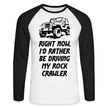 Right Now Driving My Rock Crawler - Unisex Baseballshirt langarm - Weiß/Schwarz - Vorne - Nik (191cm)