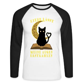 Chat romantique du livre de la lune - T-shirt baseball manches longues Homme - blanc/noir - Devant - Nik (191cm)