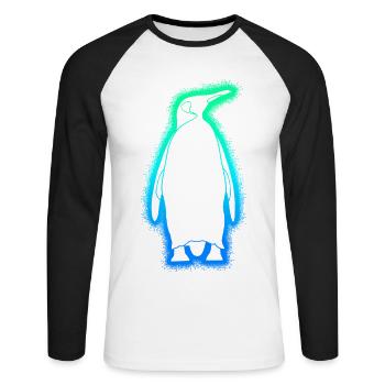 Pinguine Jungen Herren Kinder Pinguin - Unisex Baseballshirt langarm - Weiß/Schwarz - Vorne - Nik (191cm)